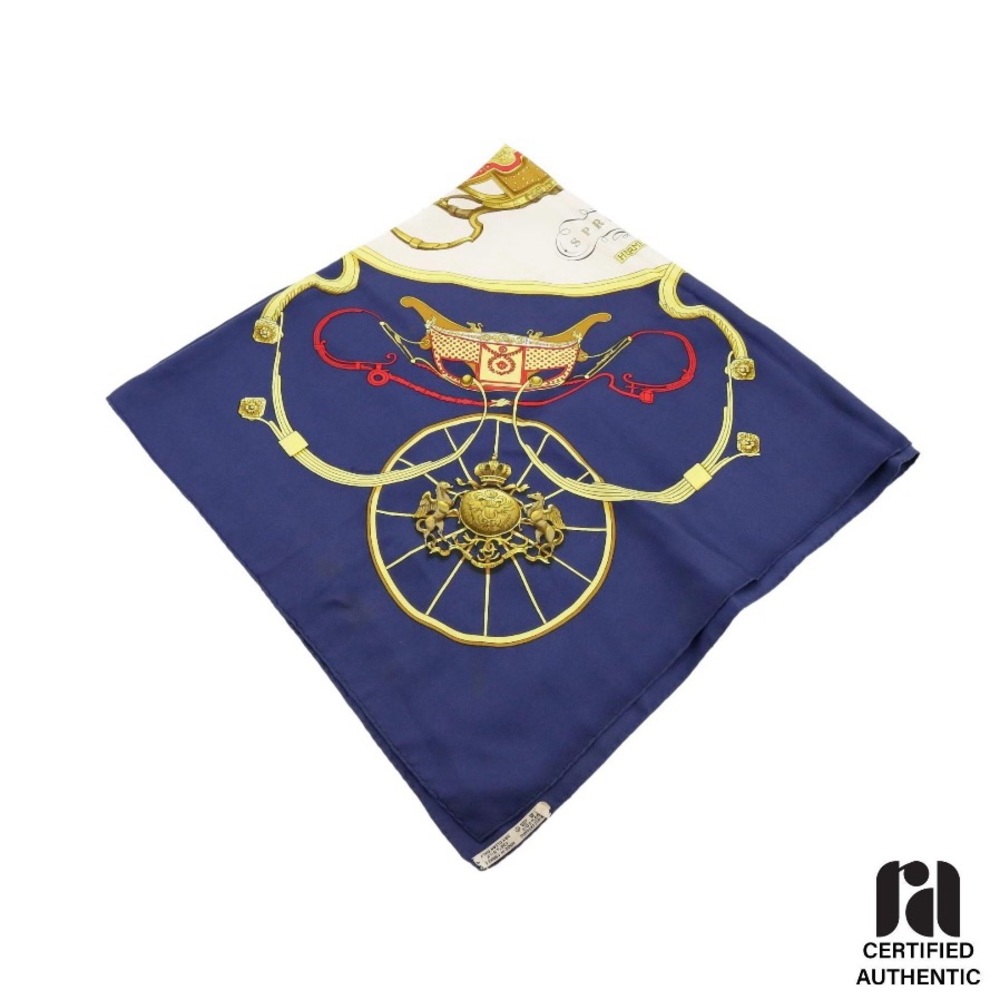 Hermes Blue and Gold Scarf